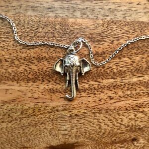 Silver Elephant Charm Pendant Necklace (Silver & Stainless Steel)